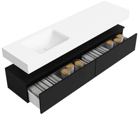 Zaro Alan badmeubel 180cm urban 2 lades met vrijhangende wastafel cloud links zonder kraangat talc