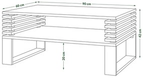 GOKEE wit mat/zwart mat - moderne salontafel met legplank