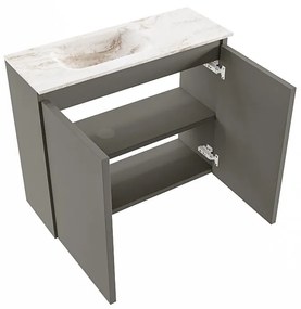 Mondiaz Ture DLux toiletmeubel 60cm smoke met wastafel frappe links met kraangat