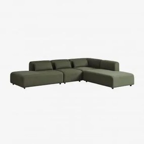 Fogler 4-delige Modulaire Hoekbank Met Dubbele Chaise Longue Chenille Groen – Salie - Sklum