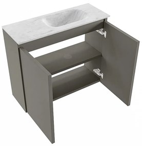 Mondiaz Ture DLux toiletmeubel 60cm smoke met wastafel opalo rechts zonder kraangat