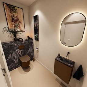 MONDIAZ TURE-DLUX 40cm toiletmeubel Rust. EDEN wastafel Lava positie rechts. Zonder kraangat. TUREDX40RUSR0LAV