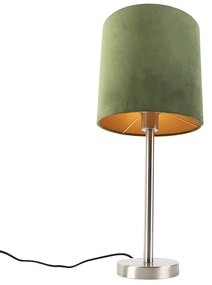 Tafellamp staal met groene kap 25 cm - Simplo Modern E27 cilinder / rond rond Binnenverlichting Lamp