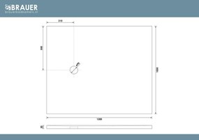 Brauer Asteroid douchevloer 100x120cm mineraalmarmer zwart mat