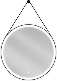 Mexen Reni verlichte badkamer spiegel, rond 70 cm, LED 6000K, antivermist, zwarte lijst - 9812-070-070-611-70