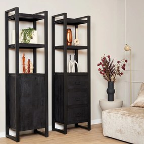 Starfurn Boaz Black Boekenkast Zwart Van Mangohout - 55x45x200cm.