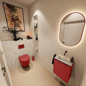 MONDIAZ TURE-DLUX 40cm toiletmeubel Fire. EDEN wastafel Ostra positie midden. Zonder kraangat. TUREDX40FIRM0OST