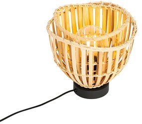 Oosterse tafellamp zwart met naturel bamboe - Pua