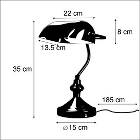 Smart Klassieke tafellamp brons met groen glas incl. Wifi A60 - Banker Klassiek / Antiek, Retro E27 rond Binnenverlichting Lamp