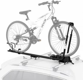 VEVOR rechtopstaande dakfietsendrager voor fietsen van 24-29 inch, opvouwbaar, zwart, roadtrips, aluminiumlegering, Q235 staal, frame-contactloze montage, dubbele armbevestiging met veilig vergrendelingssysteem