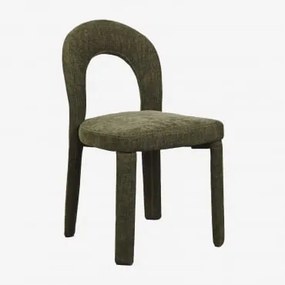 Set Van 2 Eetkamerstoelen Bekleed Met Chenille En Ijzer Gianis Chenille Saliegroen - Sklum