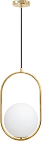 Plafondlamp Hangende Glazen Bol Wit Goud APP473-1CP