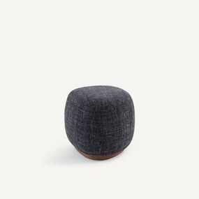 Voetsteun, stoffen poef en onderstel van massief notenhout, JERRY