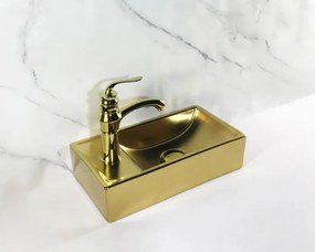 MD Interior Blessed toiletmeubel zwart mangohout links met fontein mat goud links