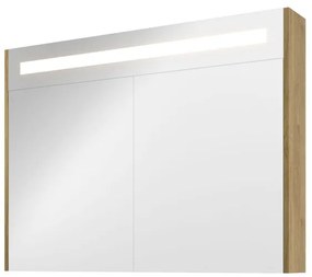 Proline Spiegelkast Premium met geintegreerde LED verlichting, 2 deuren 100x14x74cm Ideal oak 1809452