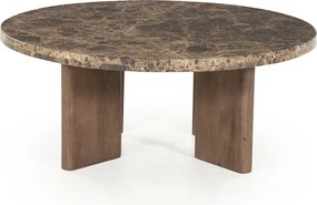 Ronde Salontafel Bruin Marmer 80 Cm - 80 X 80cm.