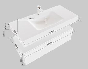 Mondiaz Alan DLux badmeubel 80cm urban 1 lade met wastafel lava midden zonder kraangat