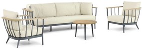 Stoel en Bank Loungeset 5 personen Aluminium/Teak Grijs  Apple Bee Condor/Montana