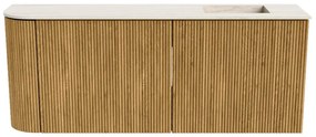Mondiaz Joya DLux 100cm toiletmeubel ronding links oak met wastafel faye rechts zonder kraangat meli