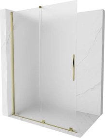 Mexen Velar schuifbare douchewand Walk-in 130 x 200 cm, ijsbloem 8 mm, goud - 871-130-000-33-50