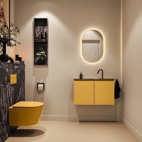 Mondiaz Ture DLux toiletmeubel 80cm ocher met wastafel lava midden met kraangat