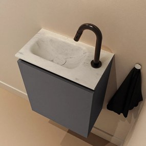 Mondiaz Ture DLux toiletmeubel 40cm dark grey met wastafel opalo links met kraangat