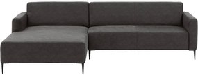 Goossens Key West antraciet, micro leer, 3-zits, modern design