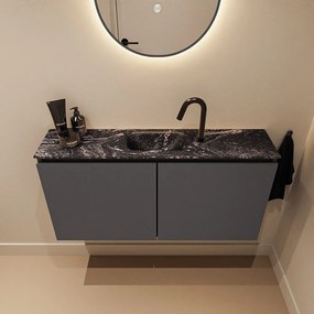 Mondiaz Ture DLux toiletmeubel 100cm dark grey met wastafel lava midden met kraangat