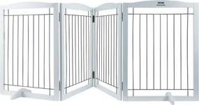 VEVOR vrijstaande hondenpoort, huisdierpoort, 610 x 813 mm deurbeveiliging, 4-delige opvouwbare hondenpoort voor brede en smalle doorgangen, uitvouwbare opvouwbare hondenbarrière, witte trappoort