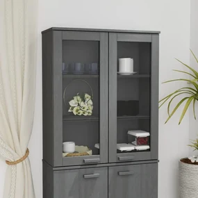 vidaXL Opzetkast 85x35x100 cm massief grenenhout donkergrijs