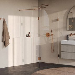 Brauer Void profielloze inloopdouche 120cm met 30cm zijwand koper geborsteld PVD