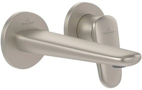 Villeroy & Boch Antao 2-gats eengreeps wandmengkraan - zonder Push-Open afvoergarnituur - Matt Brushed Nickel (RVS) TVW11100200064