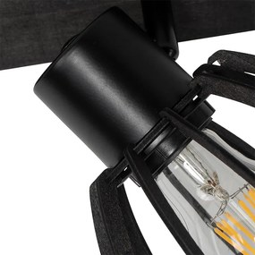 Industriële plafondlamp zwart 2-lichts - Fotu