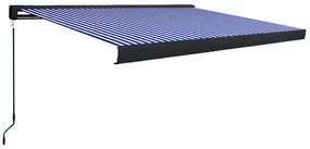 vidaXL Luifel handmatig 300x250 cm blauw en wit