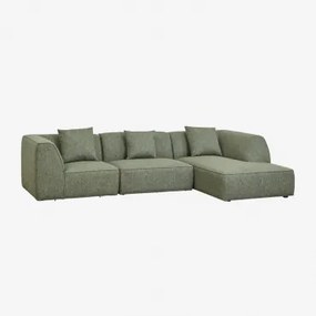 Cardea Gestoffeerde 3-delige Chaise Longue Modulaire Bank Aan De Rechterkant Bouclé Groen – Salie - Sklum