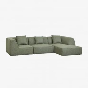 Rechte Modulaire Chaise Longue Bank Van 3 Delen Bekleed Met Cardea Bouclé Saliegroen - Sklum