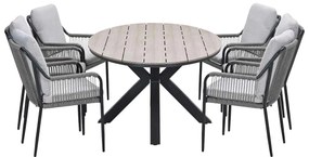 Garden Impressions Stevie tuinset 7-delig taupe - Tulli tuintafel 220x115xH75 cm - light teak vironwood