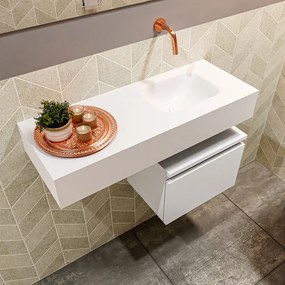 Mondiaz Andor toiletmeubel 40cm mat wit met witte wastafel 80cm rechts zonder kraangat