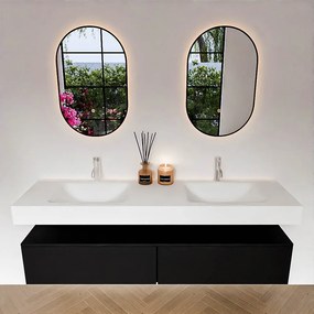 Zaro Alan badmeubel 170cm urban 2 lades met vrijhangende wastafel cloud dubbel 2 kraangaten talc