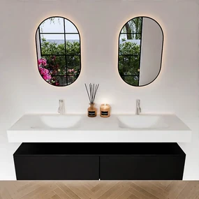 Zaro Alan badmeubel 170cm urban 2 lades met vrijhangende wastafel cloud dubbel 2 kraangaten talc