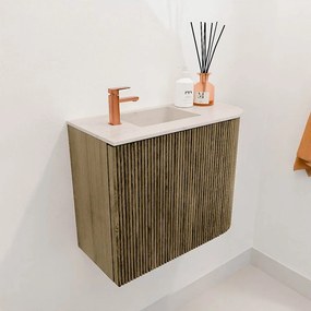 Mondiaz Joya DLux 50cm toiletmeubel ronding rechts dusk met wastafel faye links 1 kraangat meli