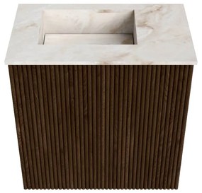 Mondiaz Joya DLux 40cm toiletmeubel walnut met wastafel faye links 1 kraangat frappe