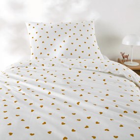 Kinderset, van 50% gerecycled katoen, met rechthoekig kussensloop, Scacco caramel