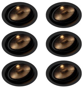 Set van 6 Moderne inbouwspot zwart verstelbaar - Coop 111 Honey