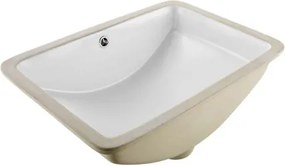 VEVOR Onderbouwwastafel, Handwasbak, 530 x 375 mm, Rechthoekige keramische spoelbak met overloopgat, Moderne onderbouwwastafel voor kleine ruimtes, Badkamerwastafel, Wit