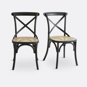 Set van 2 stoelen, hout en riet Cedak