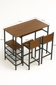 Hoge tafel barset met flessenrek + 2 Carbar krukken