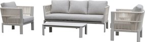 Veneto stoel bank loungeset 4 delig aluminium latte zand rope