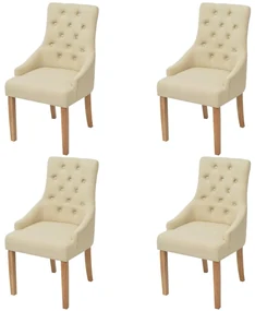 vidaXL Eetkamerstoelen 4 st stof crème