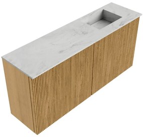 Mondiaz Joya DLux 90cm toiletmeubel oak met wastafel faye rechts zonder kraangat opalo